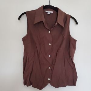 Dressbarn sleeveless button up blouse brown medium
